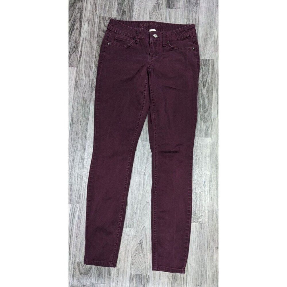 (3/$35) Arizona Jean Co Juniors Size 1 Pockets Skinny Maroon Denim Jeans